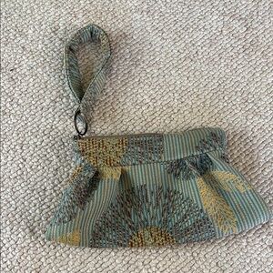 Art Deco Green and Gold Wristlet Clutch